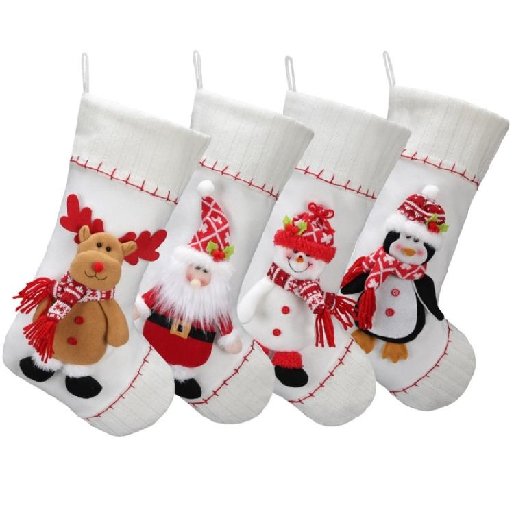Christmas Stocking for Fireplaces Decoration Stylish Hanging Gifts Bag Santa/Snowman/Elk/Penguins Party Supplies