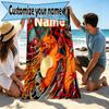 Custom Name Personalized Charizard VS Blastoise Print Beach Towel, for Trip Camping Beach Party Home Decor, Birthday Gift for Family & Friends