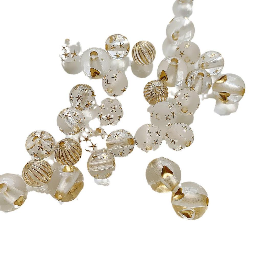 Sparkling Galaxy Gold Retro Heart & Star Beaded Acrylic Bracelet/Necklace Kit