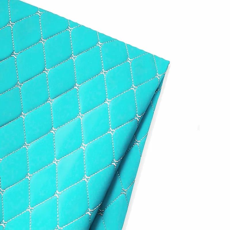 100x140cm Embroidery Quilted PVC Leather Fabric for Car Floor Mat Seat Decoration Faux Leathers Upholstery Wall Craft Material