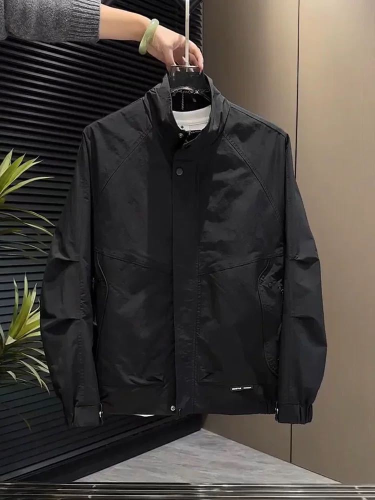 

Куртка со стойкой воротником мужская весна-осень корейская версия мужской повседневный топ модная молодежная новая куртка высокая мода L (recommended 95-60kg) чёрный