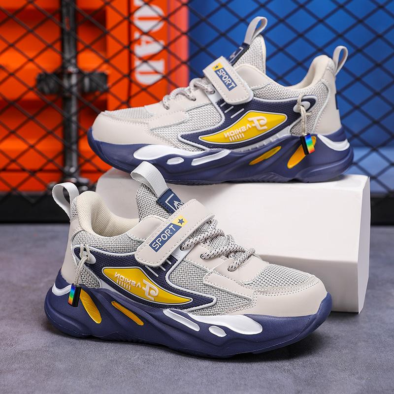 Children's Shoes Boys Lightweight Soft Thick-soled Primary School Students Running Sports Shoes Medium and Older Children's Mesh Breathable Casual Da