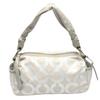 Coach Parker Op Art Lame Shoulder Bag Leather Silverx Gray Women 13507 Used
