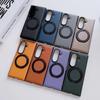 KEYSION 360° Rotating Magnetic Ring Stand PU Leather Case for MagSafe for Samsung Z Fold 7 5G Wireless Charging Phone Back Cover