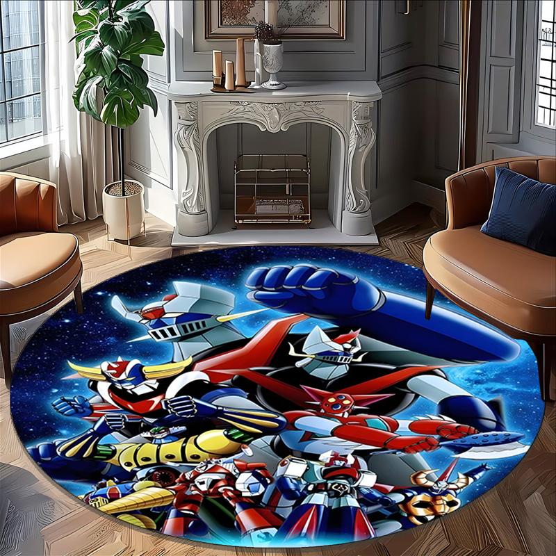 1pc UFO Robot Grendizer10 Print Round Carpet Chair Round Carpet Suitable for Bedroom Living Room Home Decorative Carpet