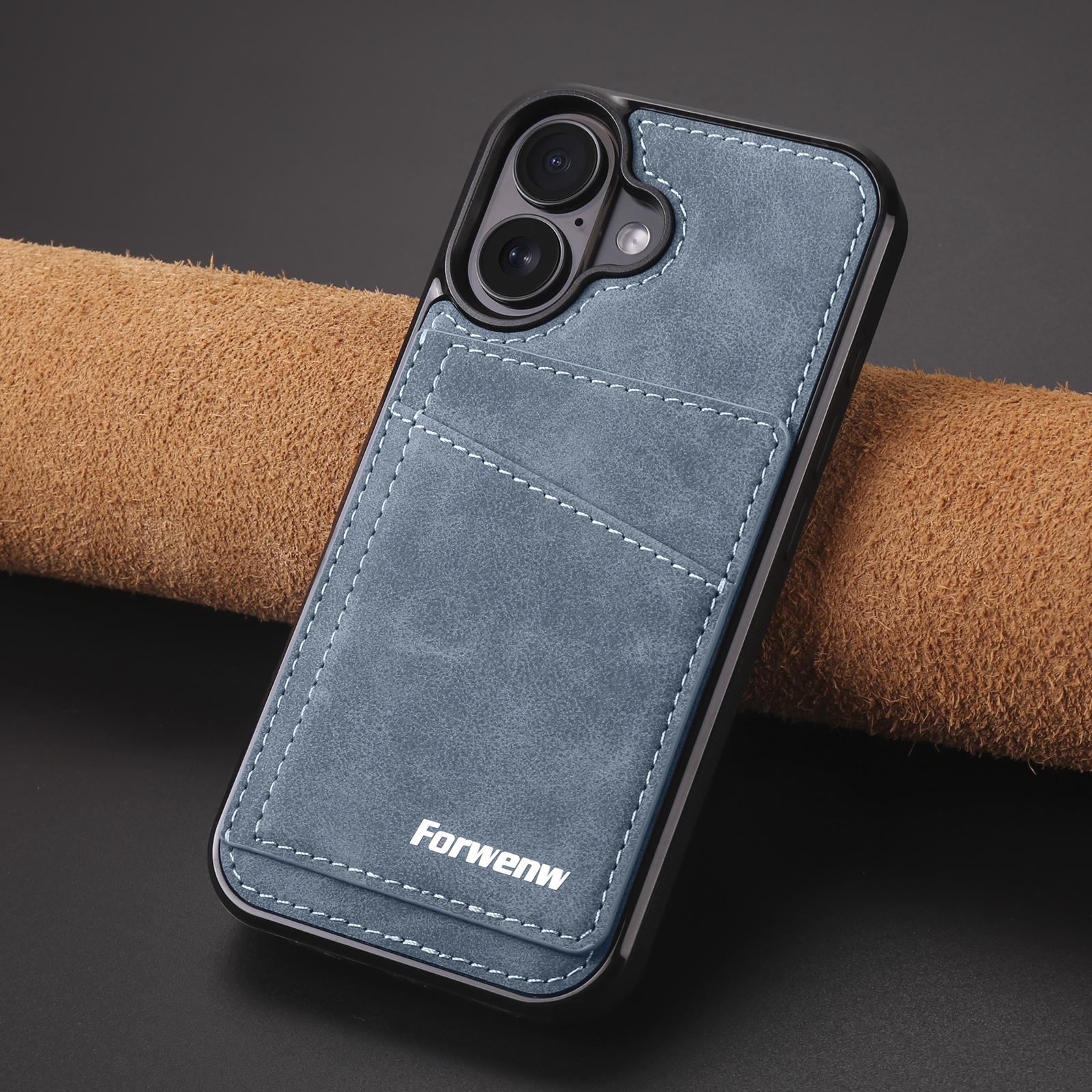 

EUCAGR PU Leather Phone Case for iPhone 17 Pro Max 17E 17Pro Max 17 Air Built-in Magnetic Wallet Card Phone Cover for iPhone17 For iPhone 17 синий