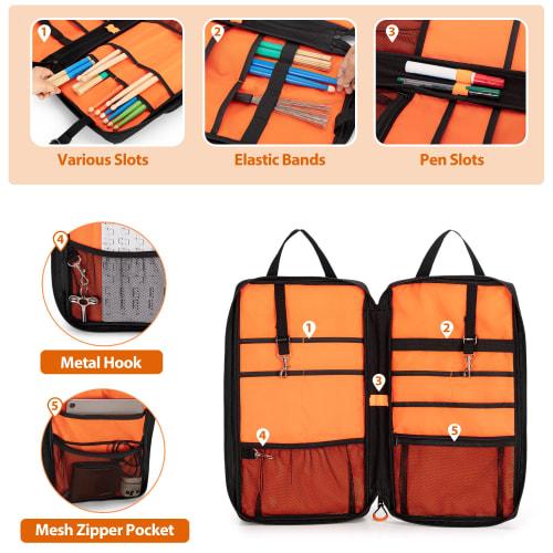 Damero Drumstick Bag, Holds Approximately 12 Pairs, Includes Shoulder Strap, Multiple Pockets, and A4 Document Storage