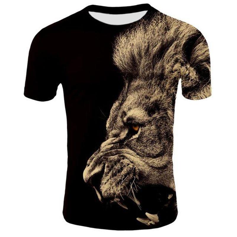Cool Lion Graphics T Shirts Summer Fashion Short Sleeve 3D Animals Printed Mens T-shirts Casual Streetwear Oversized Tees Tops