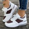 Women's Platform Sneakers Casual Color Matching Lace-up Wedge Heel Thick Bottom Lace Up Outdoor Shoes Comfortable Low Top Sport Shoes Plus Size Shoes