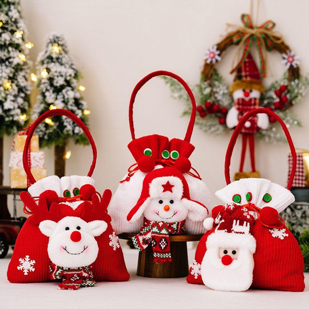 Snowman Christmas Drawstring Bag Large Capacity Gifts Candy Bag Christmas  Handbag  Packaging Bag