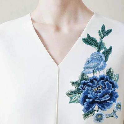 Fashion Elegant Colorful Embroidery Lace Flower Applique 3D Flower DIY Embroidery Patches Peony Flower Patch DIY Clothing