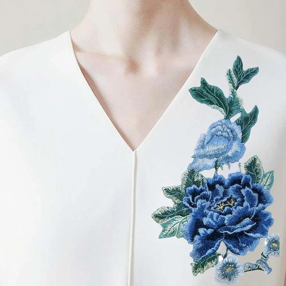 Fashion Elegant Colorful Embroidery Lace Flower Applique 3D Flower DIY Peony Flower Patch Embroidery Patches DIY Clothing