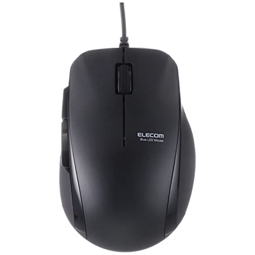 Elecom Mouse Wired M-BL28UBKBK 5 Button Rubber Grip Antibacterial Black