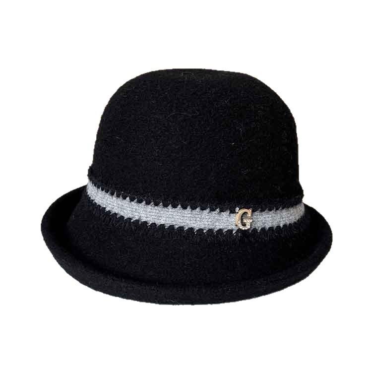 French Retro Small Fragrant Wool Bucket Hat Autumn And Winter Outdoor Warm Mother Hat Ladies Elegant Curling Top Hat
