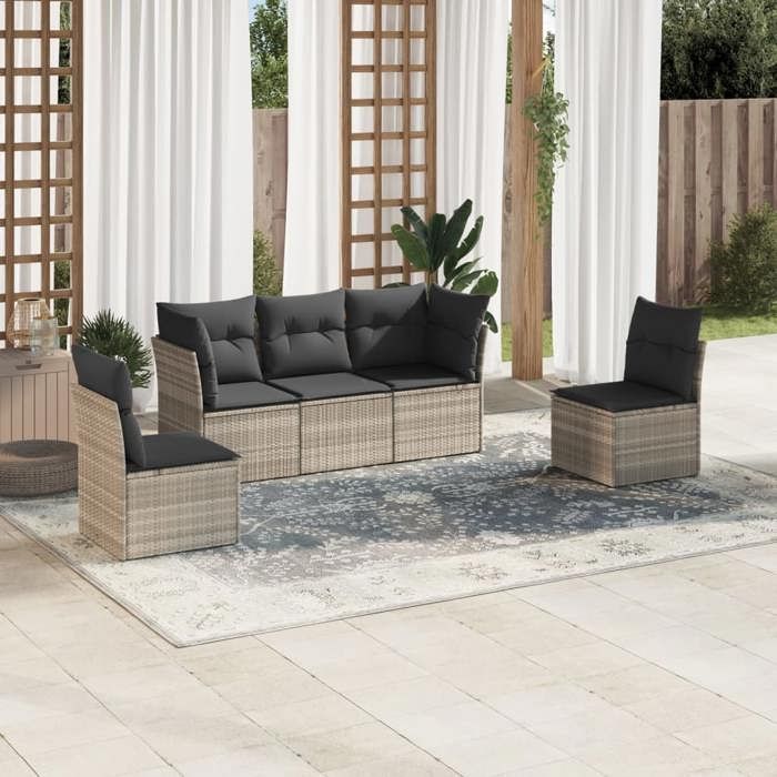 VidaXL Garden Lounge Set with Cushions 5 Pcs, Sofas with Adjustable Feet, Outdoor Furniture Set Patio Terrace, 3217352