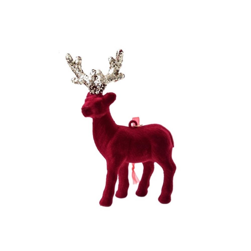 Wine Red Christmas Reindeer Ornaments Hanging  Pendant Elk Ornament Deer Ornaments  Xmas Party