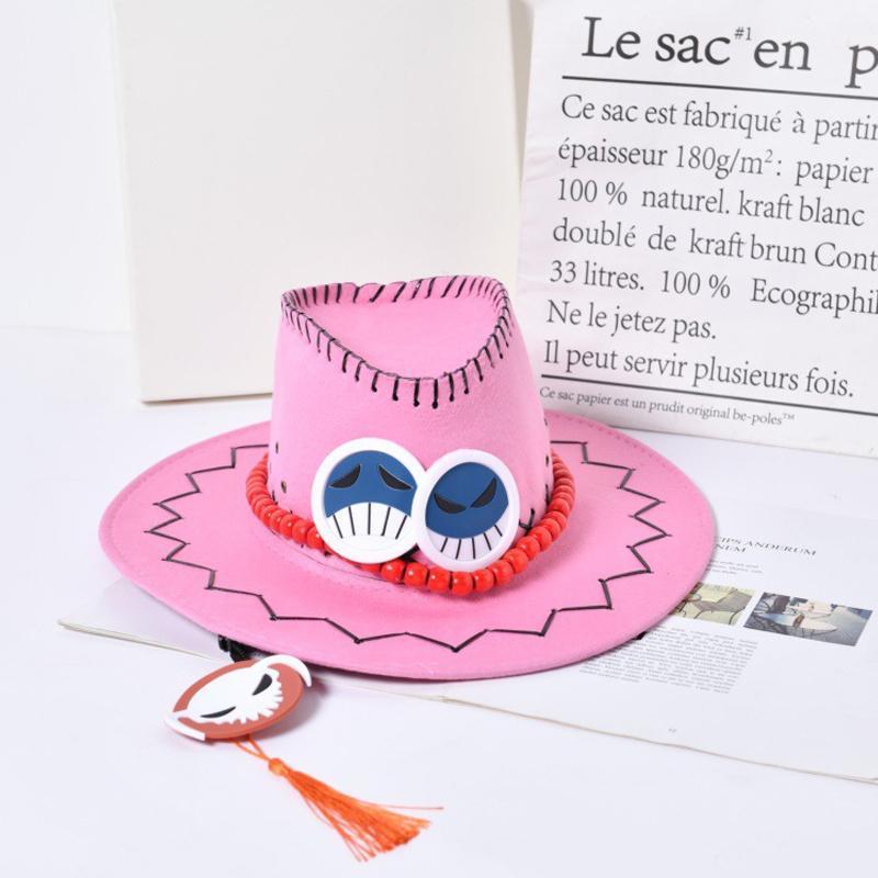 Anime One Piece Ace Jazz Hut Cosplay Hüte Luffy Ace Orange Cowboyhut Für Kinder Erwachsene Halloween Karneval Cosplay Zubehör