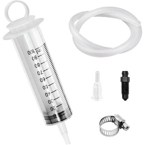 Bremsenentlüftungsset, Hydraulisches Scheibenbrems- und Kupplungsentlüftungswerkzeug mit 100 ml Spritze 50 cm Schlauch, Universelles Bremsenentlüftungsset Öl-Flüssigkeitsabsauger für Motorrad Auto