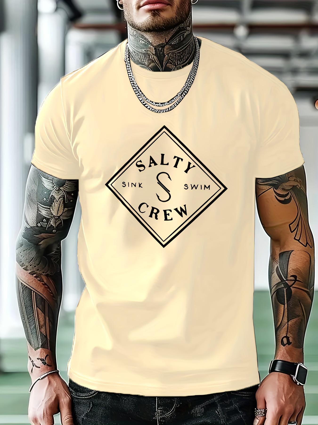 Casual Athletic T-shirt with Geometric Print -  SALTY SINK CREST  Design XXXL