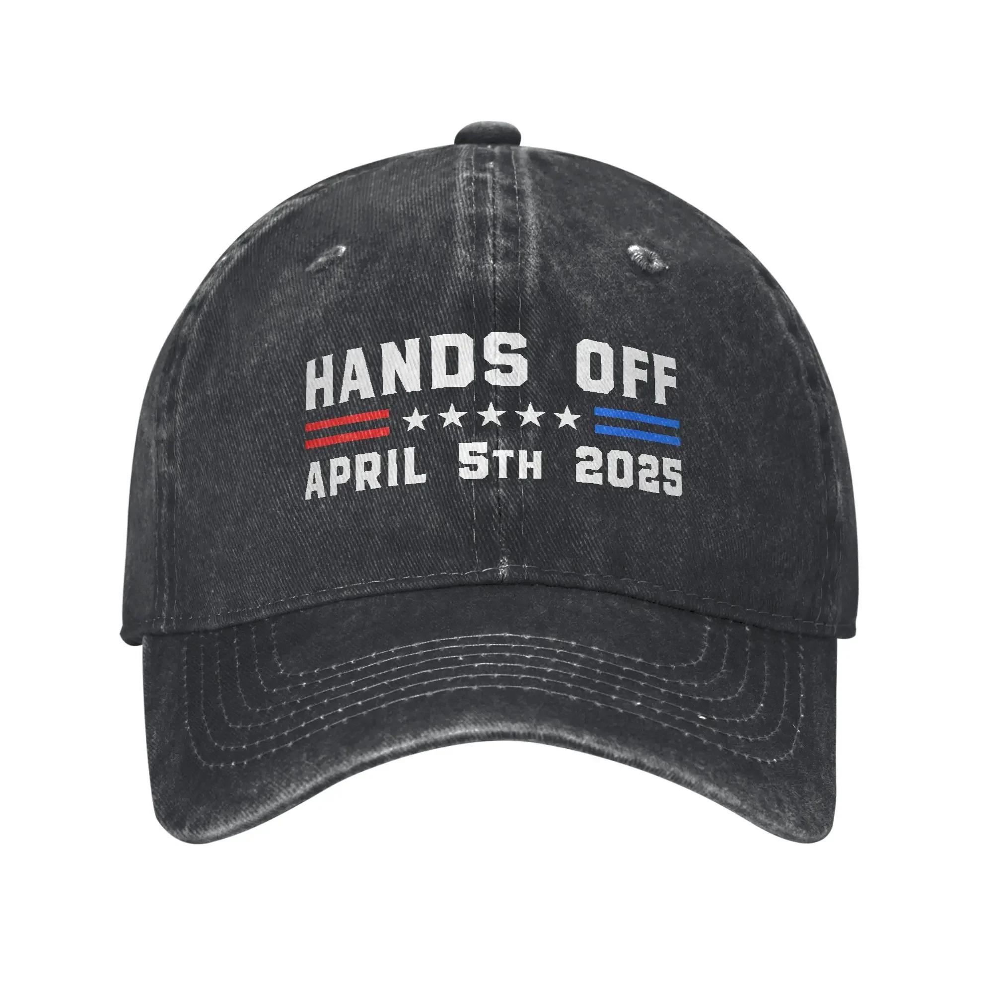 Hands Off Protest Statement April 5 2025 Baseball Caps Outfit for Men Women Adjustable Trucker Hats One Size