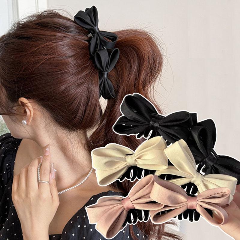 Korean Bow Banana Clips For Women Sweet Bowknot Ponytail Hairpins Hair Clamps Clip Barrettes Elegant Party Hair Accessories New