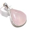 Natural Rose Quartz Gemstone Handmade 925 Sterling Silver Pendant 1.81" B2U56