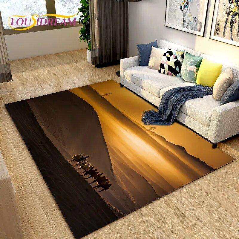 Nature Scenery Desert Sand Area Rug Large,Carpet Rug for Living Bedroom Sofa Doormat Decoration,Children Play Non-slip Floor Mat