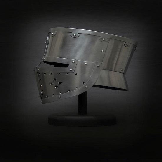 Medieval Great Helm Knight Crusader Helmet  Reenactment Armor  Handmade Steel Helmet Combat Ready  Historical Costume Prop