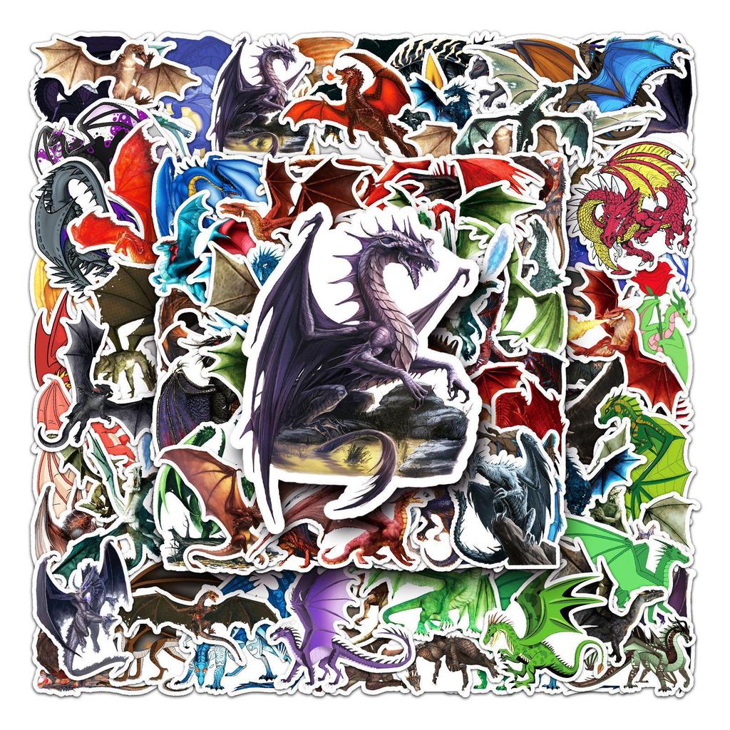 100 Waterproof Dragon Graffiti Cartoon Stickers: Creative DIY for Skateboards, Water Bottles, and Suitcases