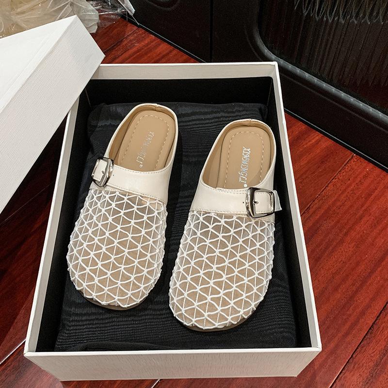 Soft-soled Women's Shoes Are Versatile with One Pedal 2025 Cool Slippers Baotou New Women's Lazy Summer Half Slippers