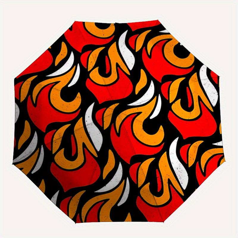

1pc Flame PatternAutomatic Folding Umbrella, Portable & Foldable Design with 8 Ribs, Casual Outdoor Accessory yy250804190