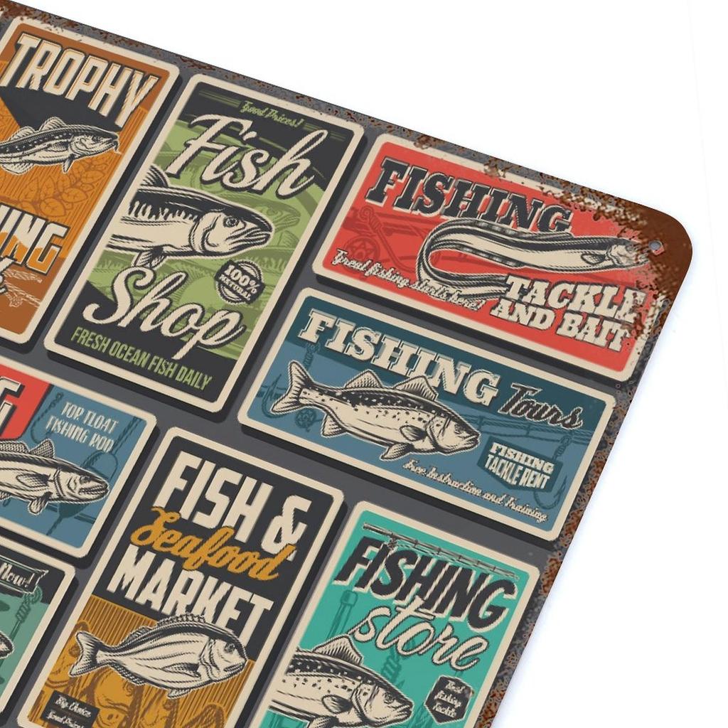 1-Pack aged metal sign decor, 20×30cm and 30×40cm, distressed rustic plaque for cafe, pub, garage or living room