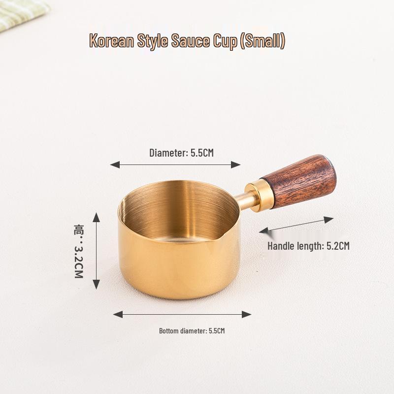304 Stainless Steel Wooden Handle Sauce Measuring Cup for Western Cuisine