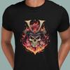 Personalized Flaming Skull T-Shirt, 100% Cotton Eternal Flame Samurai Skeleton Face Of Tee, Halloween Unisex Top S-4XL