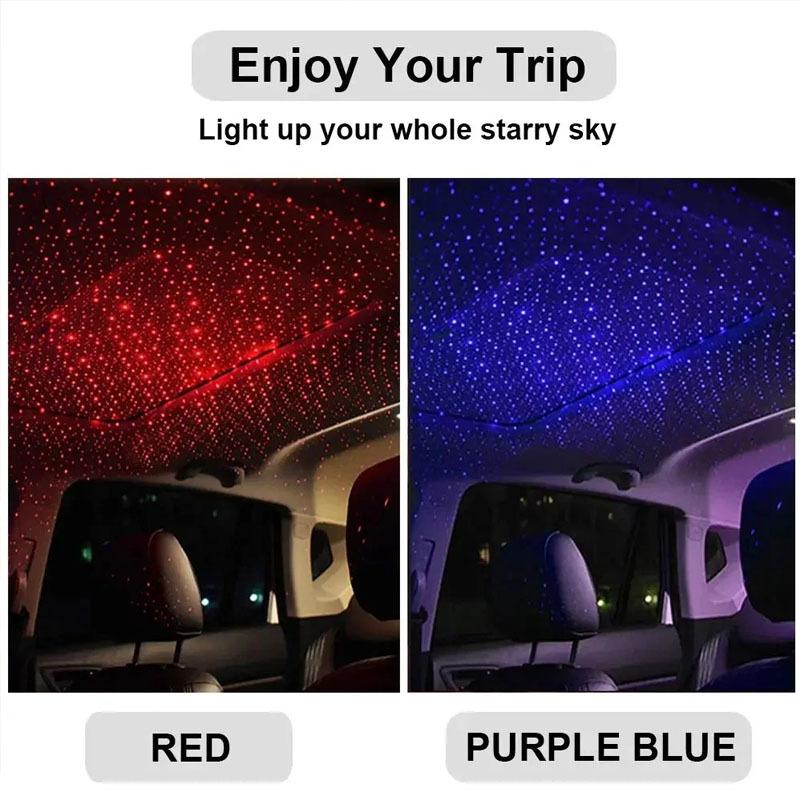 2Pcs Mini LED Car Roof Star Night Lights Interior Ambient Starry Sky Projector Light Auto Roof Room Ceiling USB Atmosphere Lamp