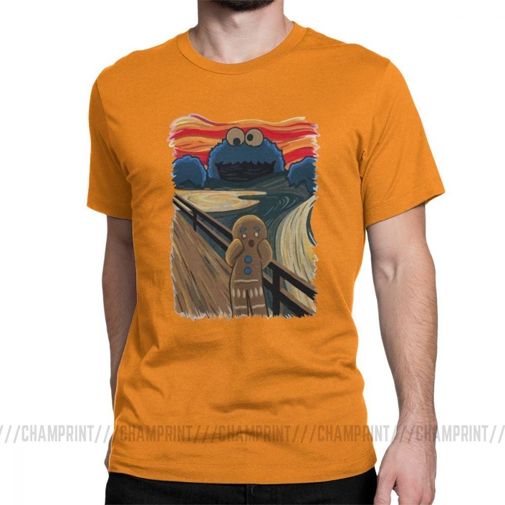 Famous Painting Harajuku Clothing Shouting Screaming Gingerbread Men S T Shirts Sesame Street Tee Shirt Cookie