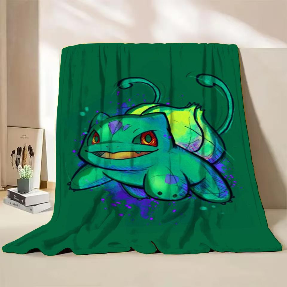 Pokemon Bulbasaur Flannel Throw Blanket for Bed Sofa Home Bedroom Office Travel Children's Cover Blankets Kids Winter Warm Gifts
