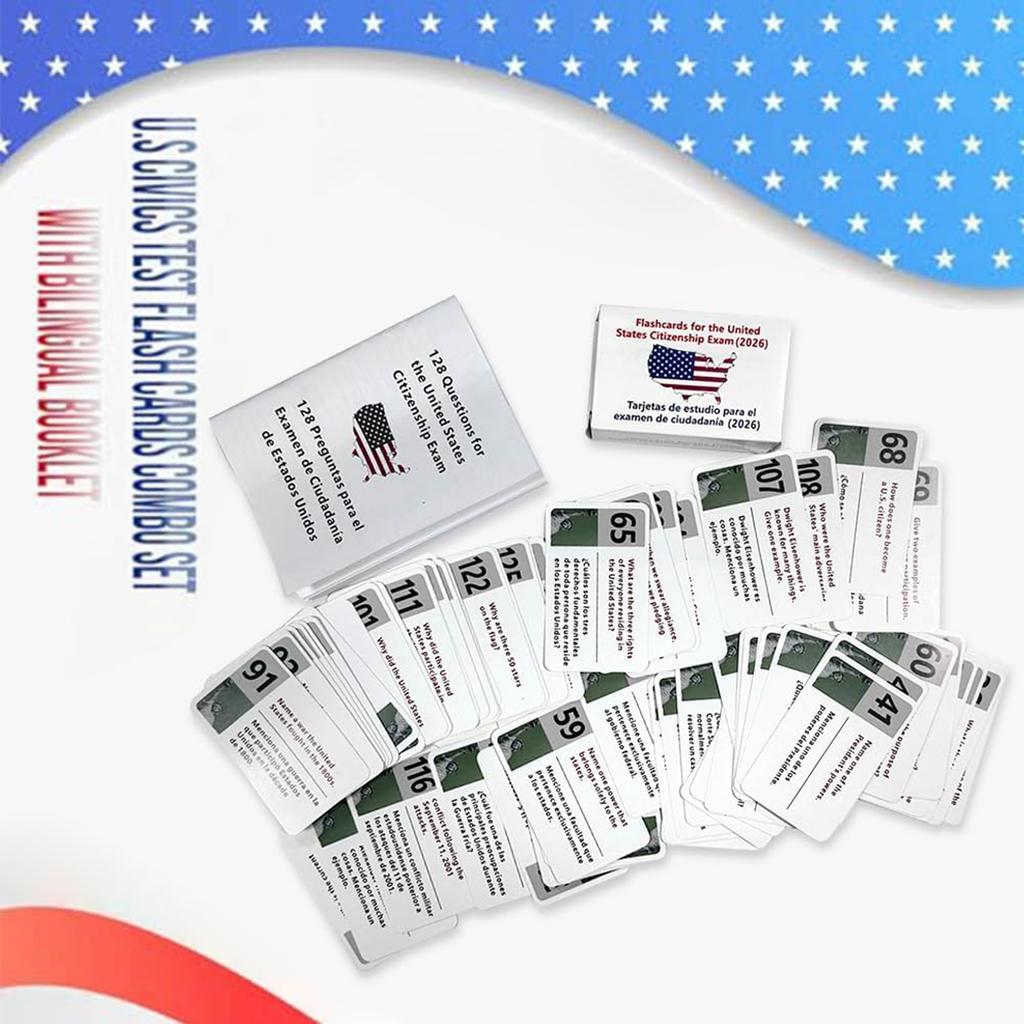 US Citizenship Test Flashcards Bundle With Naturalization Study Guide, 100 US Citizenship Questions And Answers, US Citizenship Flashcards