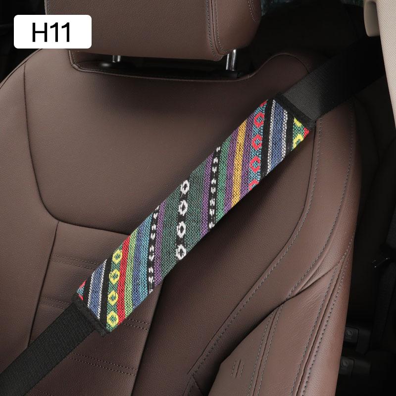 

23cm Ethnic Style Car Seat Belt Shoulder Pad Cover Cotton Hemp Non-slip Seat Safety Belt Decoration Universal Car Accessories