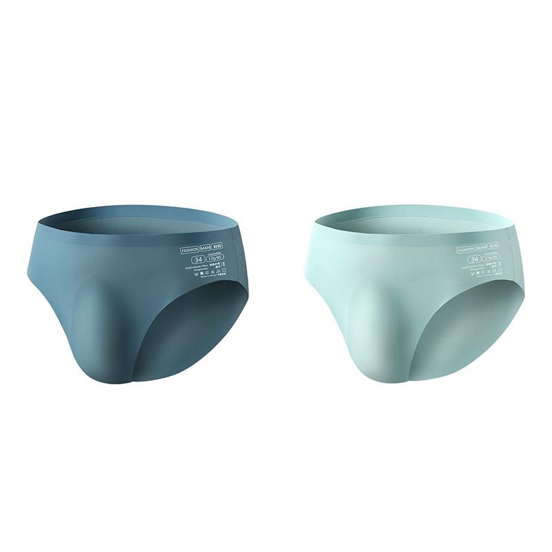 

2 шт. Мужские бесшовные трусы из ледяного шелка, ультратонкие, сексуальные, быстросохнущие, дышащее мужское нижнее белье 2XL