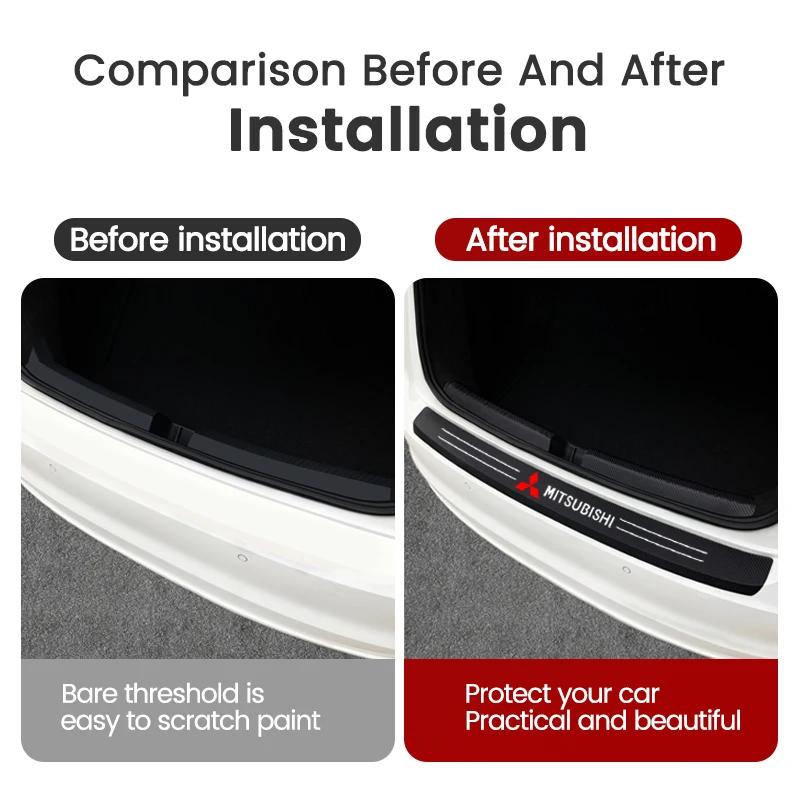 cxbkdv1 Carbon Anti Scratch Threshold Bumper For Mitsubishi Outlander 3 Ralliart Car Rear Trunk Protector Strip Sticker Car Accessories