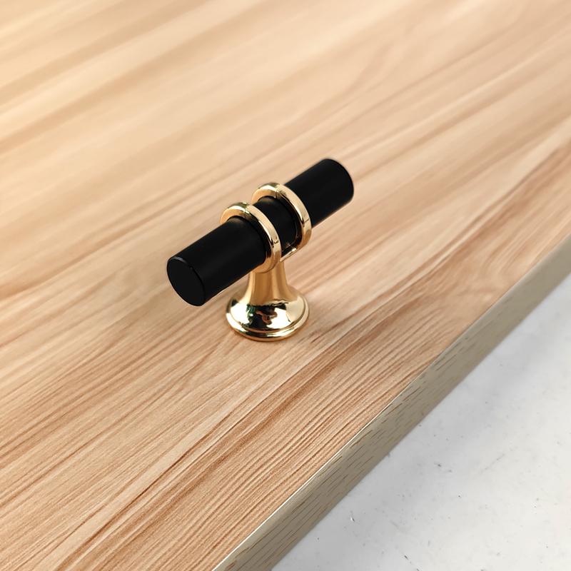 Zinc Alloy Furniture Door T Bar Handle Black Golden Combination Cupboard Pulls Luxury European Kitchen Wardrobe Cabinet Handle