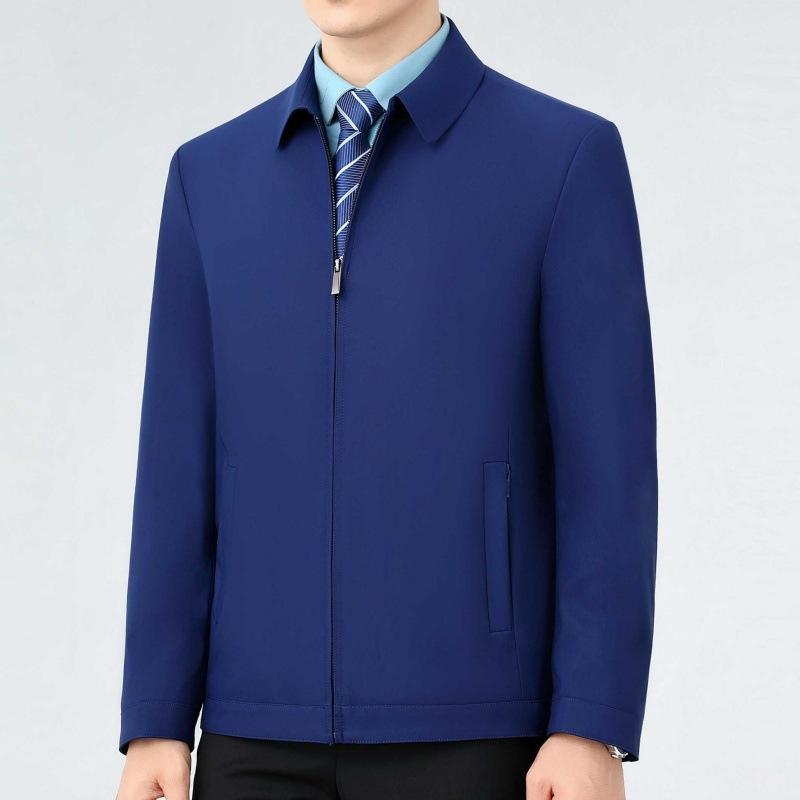Mulberry Silk Spring and Autumn New Men's Casual Jacket Coat Middle-aged and Elderly Cadres Administrative Business Large Size Dad Tops