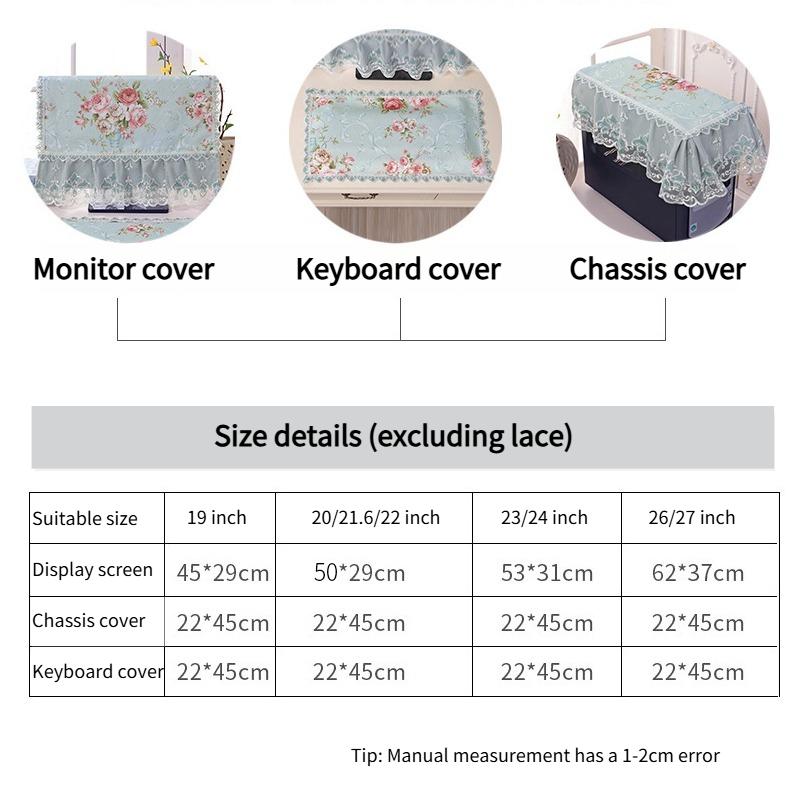 European Style Lace 3pcs Household Computer Host Keyboard Dust Covers Fashion Printed Desktop Monitor Cover Fabric