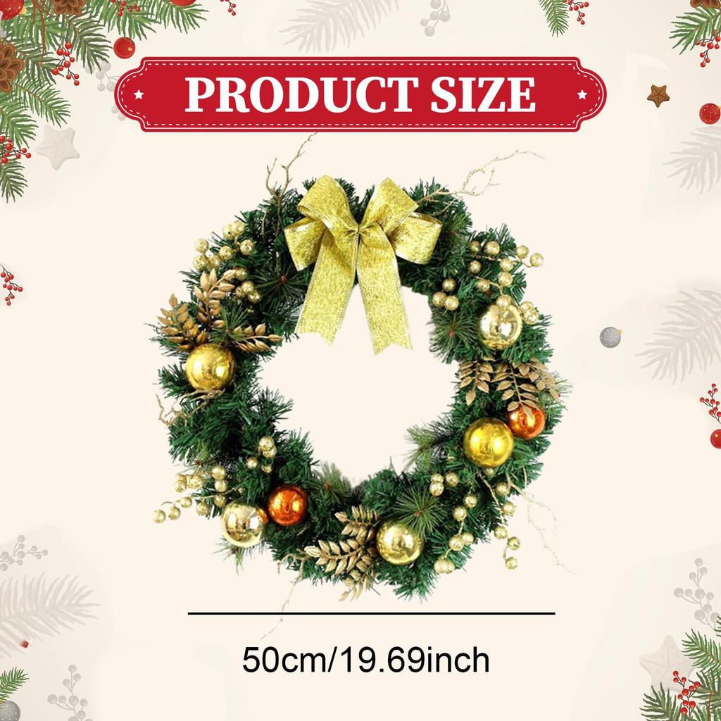Artificial Christmas Wreath Decoration Ornament Bow Front Door for Holidays Window