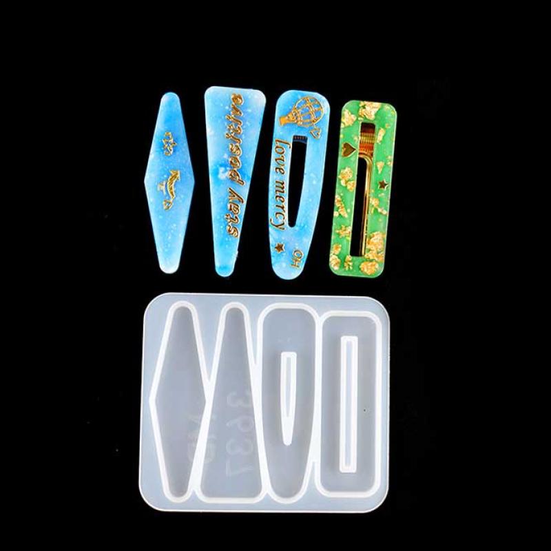 Barrettes Silicone Molds Geometric Hair Clips Epoxy Resin Mold For Diy Hairpin Crafts Jewelry Making Crafting Mold Accessorires