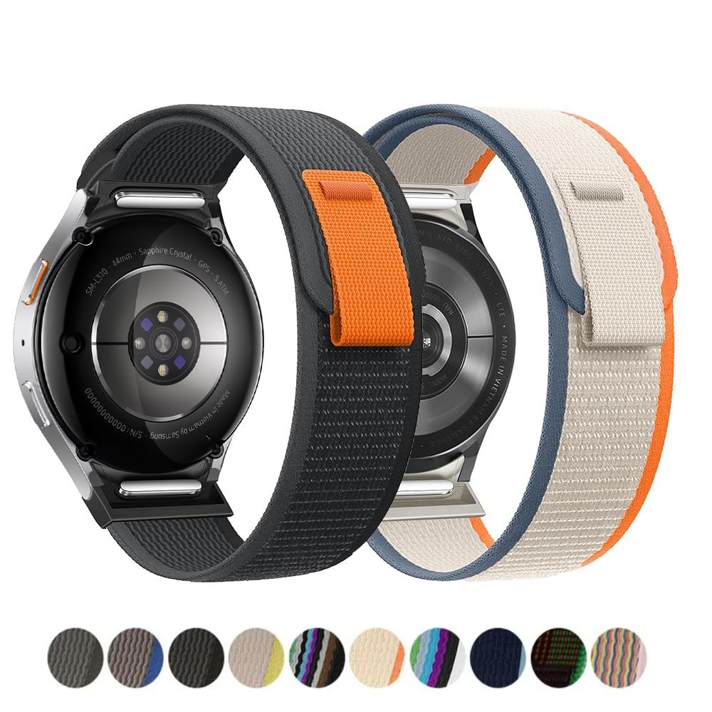 Band for Samsung Galaxy Watch 7 FE 6 5 Pro 4 Classic 44mm 40mm Wrist No Gaps Nylon Trail Correa Bracelet Galaxy Watch 7 Strap