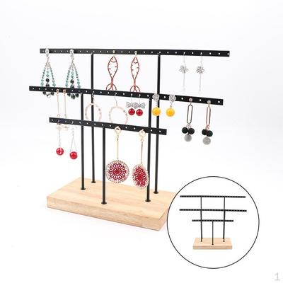 Earrings Holder Organizer Decorative Display with Detachable Wooden Base for Ear Bracelet