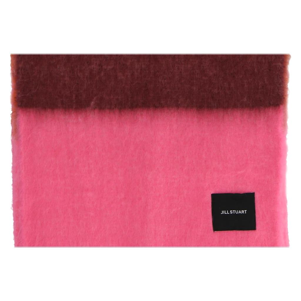 JILL STUART Shaggy Scarf 60105001, Women's Striped Scarf, Pink, 60105001B, Approx. 16.5" x 8.7" (40cm x 220cm)