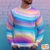 3D-Druck Buntes Streifen-Sweatshirt Herren Warme Kleidung Farbverlauf Muster Pullover Lässig Locker Street O-Ausschnitt Langarm Kapuzenpullover Unisex Oberteile